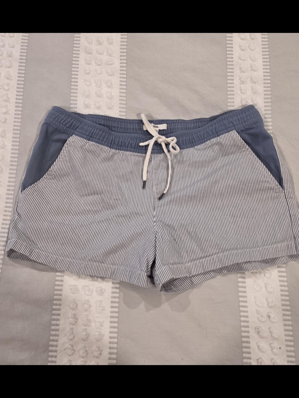 Vans Light Blue Pinstripe Drawstring Shorts